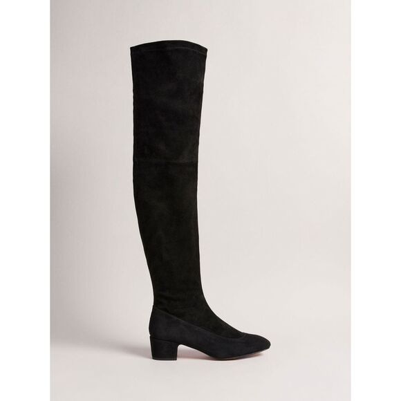 TED BAKER Ayannah Over The Knee Suede Stretch Leather Black Boots US Size 7 New - Picture 5 of 15